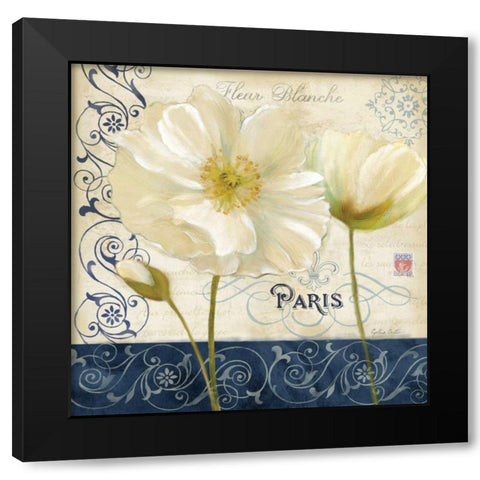 Paris Poppies Blue Trim I Black Modern Wood Framed Art Print by Coulter, Cynthia