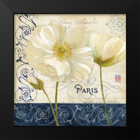 Paris Poppies Blue Trim I Black Modern Wood Framed Art Print by Coulter, Cynthia