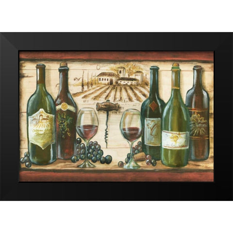 Wooden Wine Landscape Black Modern Wood Framed Art Print by Tre Sorelle Studios