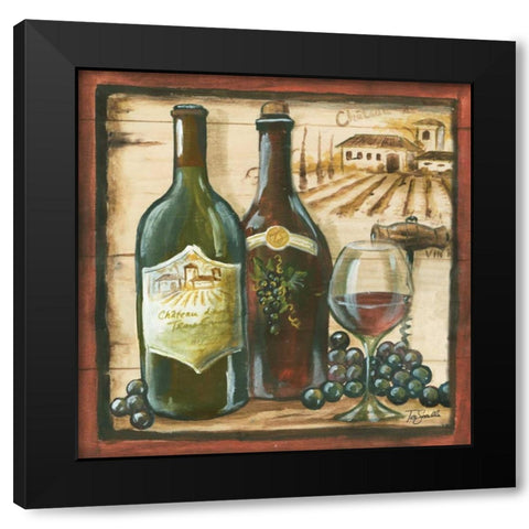 Wooden Wine Square I Black Modern Wood Framed Art Print by Tre Sorelle Studios