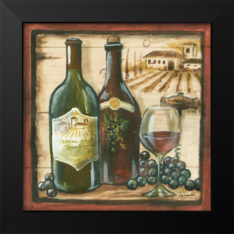 Wooden Wine Square I Black Modern Wood Framed Art Print by Tre Sorelle Studios