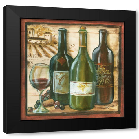 Wooden Wine Square II Black Modern Wood Framed Art Print with Double Matting by Tre Sorelle Studios