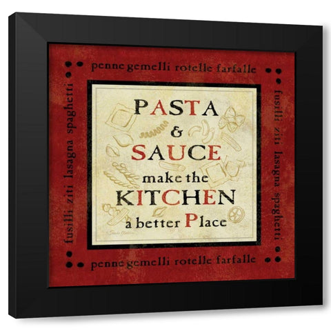 Pasta Sayings II Black Modern Wood Framed Art Print with Double Matting by Gladding, Pamela