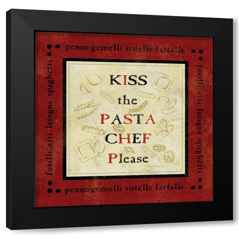 Pasta Sayings III Black Modern Wood Framed Art Print by Gladding, Pamela