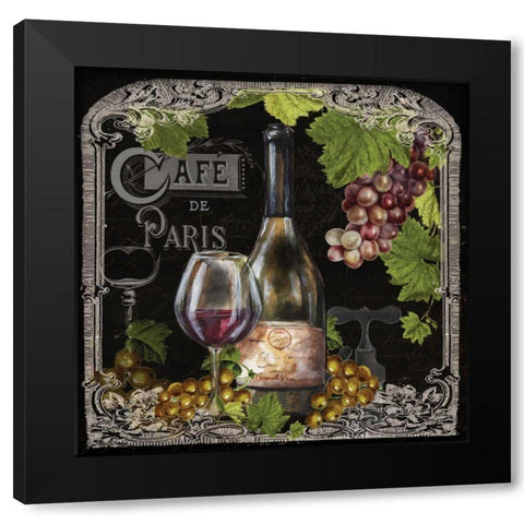 Cafe de Vins Wine II Black Modern Wood Framed Art Print with Double Matting by Tre Sorelle Studios
