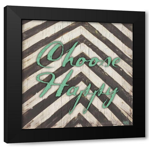 Chevron Sentiments Teal II Black Modern Wood Framed Art Print with Double Matting by h.artworks