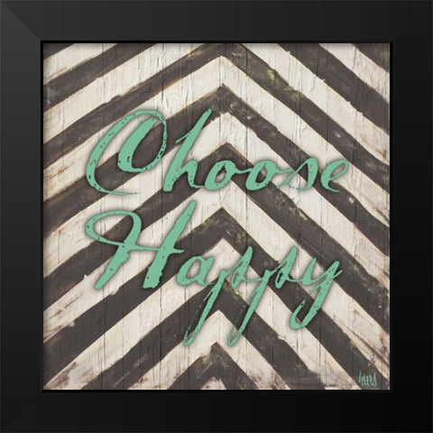 Chevron Sentiments Teal II Black Modern Wood Framed Art Print by h.artworks