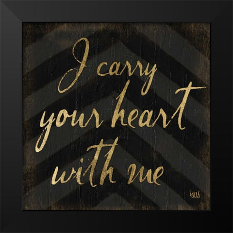 Chevron Sentiments Black-Gold I Black Modern Wood Framed Art Print by h.artworks