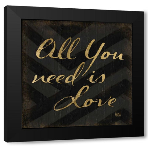 Chevron Sentiments Black-Gold II Black Modern Wood Framed Art Print with Double Matting by h.artworks