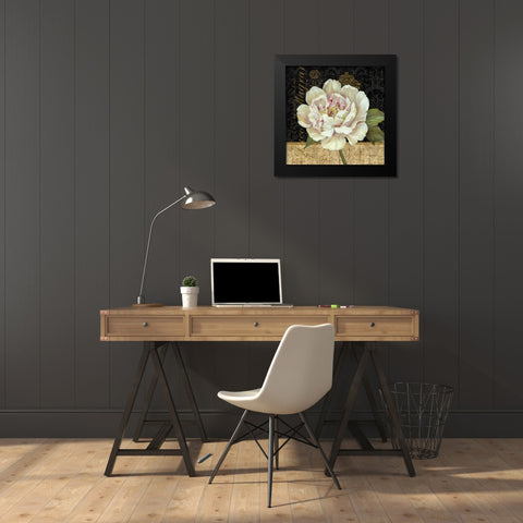 Antique Still Life Peony Black Modern Wood Framed Art Print by Gladding, Pamela