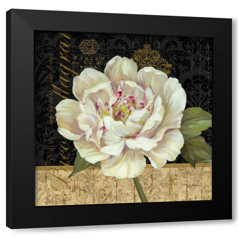 Antique Still Life Peony Black Modern Wood Framed Art Print by Gladding, Pamela