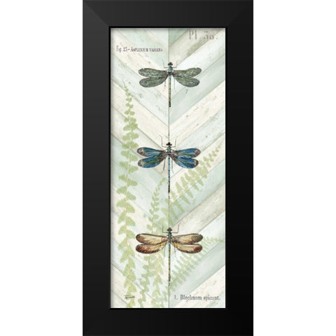 Dragonfly Botanical Panels I Black Modern Wood Framed Art Print by Tre Sorelle Studios