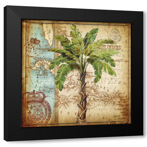 Antique Nautical Palms I Black Modern Wood Framed Art Print with Double Matting by Tre Sorelle Studios