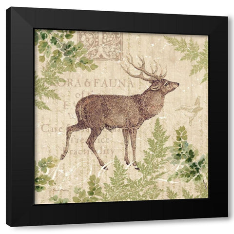Woodland Trail I - deer Black Modern Wood Framed Art Print with Double Matting by Gladding, Pamela