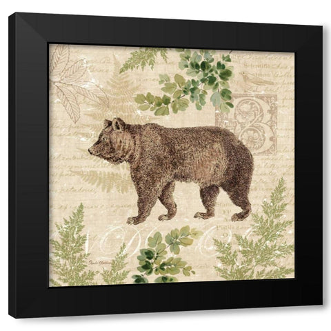 Woodland Trail II - bear Black Modern Wood Framed Art Print by Gladding, Pamela