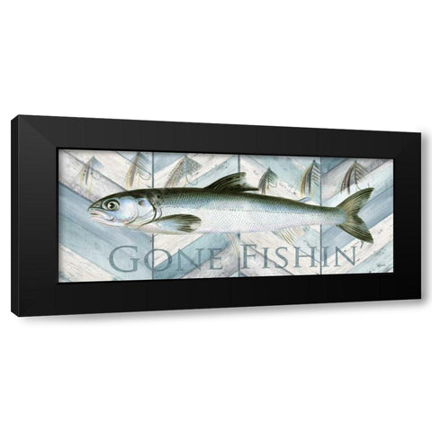 Fishing Sign II Black Modern Wood Framed Art Print with Double Matting by Tre Sorelle Studios