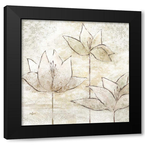 Floral Sketch II Black Modern Wood Framed Art Print with Double Matting by Lyon, Rebecca