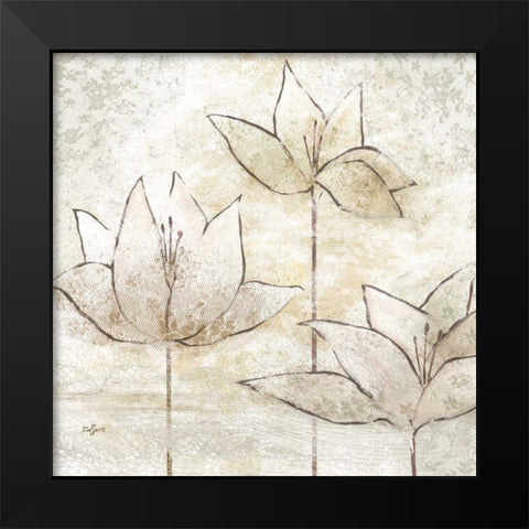 Floral Sketch II Black Modern Wood Framed Art Print by Lyon, Rebecca