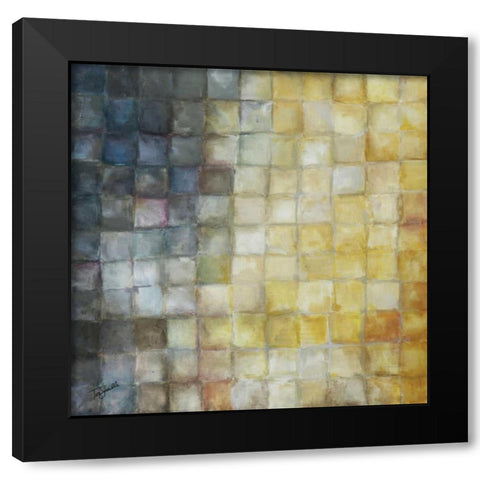 Yellow Gray Mosaics I Black Modern Wood Framed Art Print with Double Matting by Tre Sorelle Studios