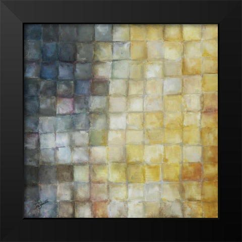 Yellow Gray Mosaics I Black Modern Wood Framed Art Print by Tre Sorelle Studios