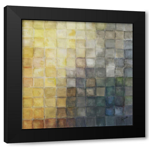 Yellow Gray Mosaics II Black Modern Wood Framed Art Print by Tre Sorelle Studios