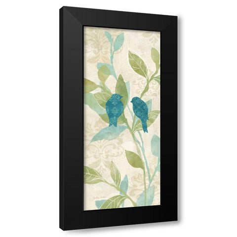 Love Bird Patterns Turquoise Panel II Black Modern Wood Framed Art Print by Coulter, Cynthia