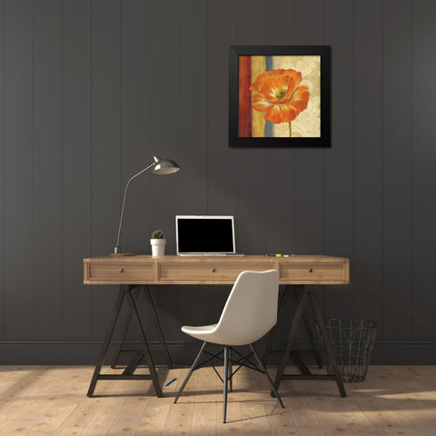 Poppy Tapestry Stripes I Black Modern Wood Framed Art Print by Gladding, Pamela