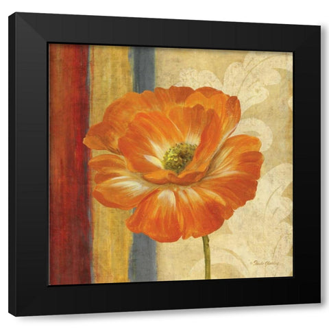 Poppy Tapestry Stripes I Black Modern Wood Framed Art Print by Gladding, Pamela
