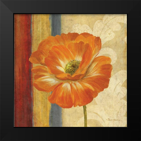 Poppy Tapestry Stripes I Black Modern Wood Framed Art Print by Gladding, Pamela