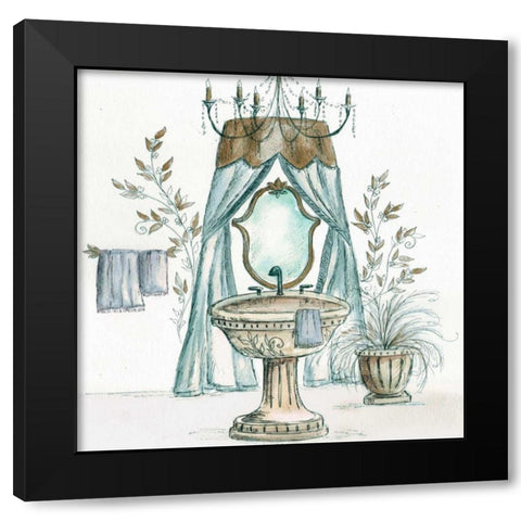 French Bath Sketch II - sink Black Modern Wood Framed Art Print with Double Matting by Tre Sorelle Studios