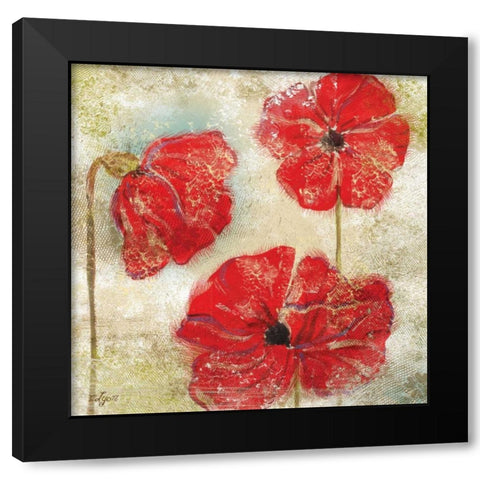 Poppy Passion II Black Modern Wood Framed Art Print with Double Matting by Lyon, Rebecca