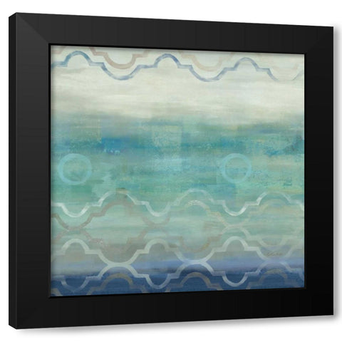 Abstract Waves Blue-Gray I Black Modern Wood Framed Art Print by Coulter, Cynthia