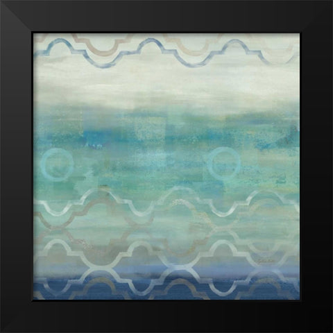 Abstract Waves Blue-Gray I Black Modern Wood Framed Art Print by Coulter, Cynthia