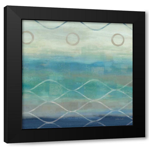 Abstract Waves Blue-Gray II Black Modern Wood Framed Art Print by Coulter, Cynthia