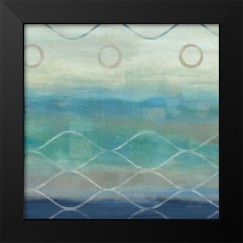 Abstract Waves Blue-Gray II Black Modern Wood Framed Art Print by Coulter, Cynthia