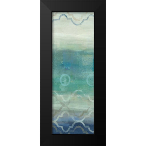 Abstract Waves Blue-Gray Panel I Black Modern Wood Framed Art Print by Coulter, Cynthia