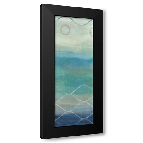 Abstract Waves Blue-Gray Panel II Black Modern Wood Framed Art Print with Double Matting by Coulter, Cynthia