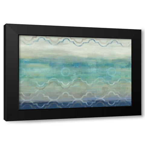 Abstract Waves Blue-Gray Landscape Black Modern Wood Framed Art Print with Double Matting by Coulter, Cynthia