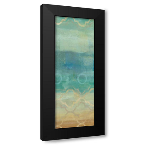 Abstract Waves Blue Panel I Black Modern Wood Framed Art Print by Coulter, Cynthia
