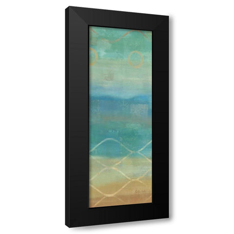 Abstract Waves Blue Panel II Black Modern Wood Framed Art Print by Coulter, Cynthia