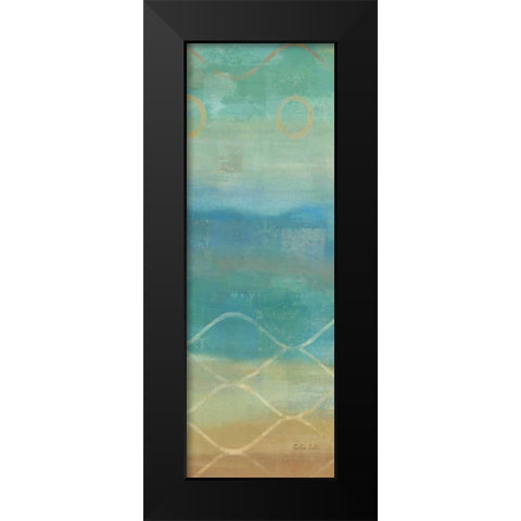 Abstract Waves Blue Panel II Black Modern Wood Framed Art Print by Coulter, Cynthia