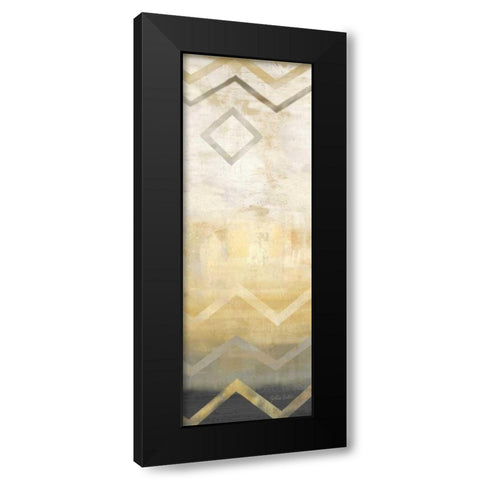 Abstract Waves Black-Gold Panel I Black Modern Wood Framed Art Print with Double Matting by Coulter, Cynthia