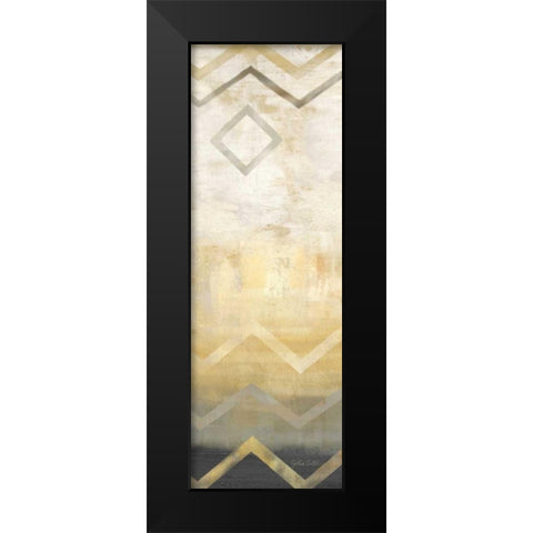Abstract Waves Black-Gold Panel I Black Modern Wood Framed Art Print by Coulter, Cynthia