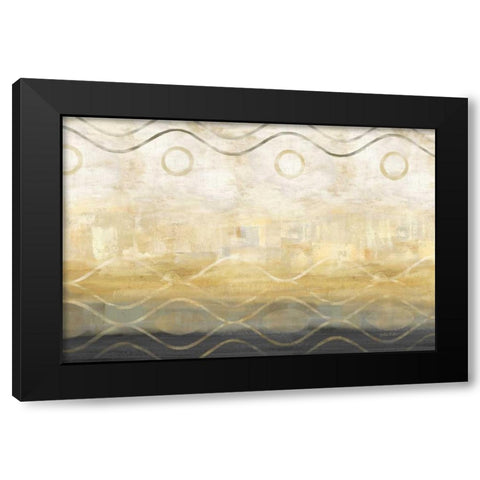 Abstract Waves Black-Gold Landscape Black Modern Wood Framed Art Print by Coulter, Cynthia