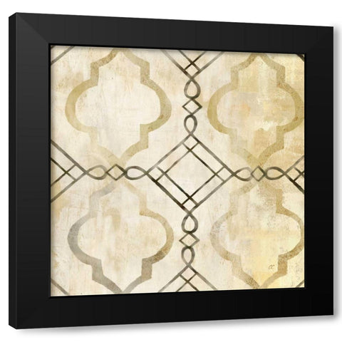 Abstract Waves Black-Gold Tiles I Black Modern Wood Framed Art Print with Double Matting by Coulter, Cynthia