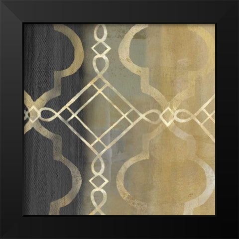 Abstract Waves Black-Gold Tiles IV Black Modern Wood Framed Art Print by Coulter, Cynthia