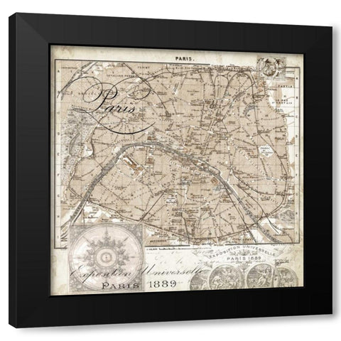 Euro Map I Black Modern Wood Framed Art Print with Double Matting by Tre Sorelle Studios