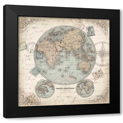 World Hemispheres I Black Modern Wood Framed Art Print by Tre Sorelle Studios