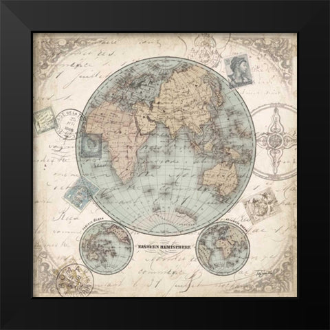 World Hemispheres I Black Modern Wood Framed Art Print by Tre Sorelle Studios