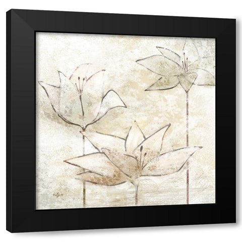 Floral Sketch I Black Modern Wood Framed Art Print with Double Matting by Lyon, Rebecca